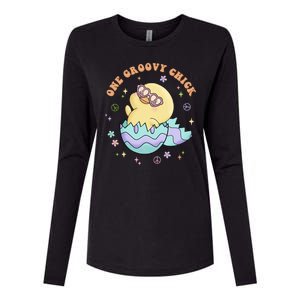 One Groovy Chick Funny Cute Baby Chicken Womens Cotton Relaxed Long Sleeve T-Shirt