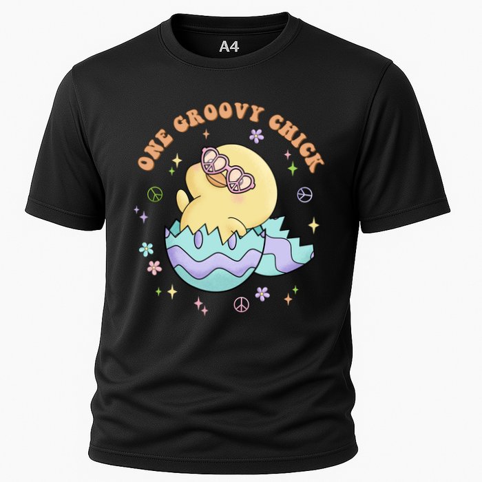 One Groovy Chick Funny Cute Baby Chicken Cooling Performance Crew T-Shirt