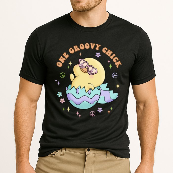 One Groovy Chick Funny Cute Baby Chicken Cooling Performance Crew T-Shirt