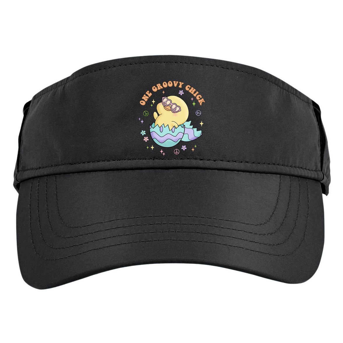 One Groovy Chick Funny Cute Baby Chicken Adult Drive Performance Visor