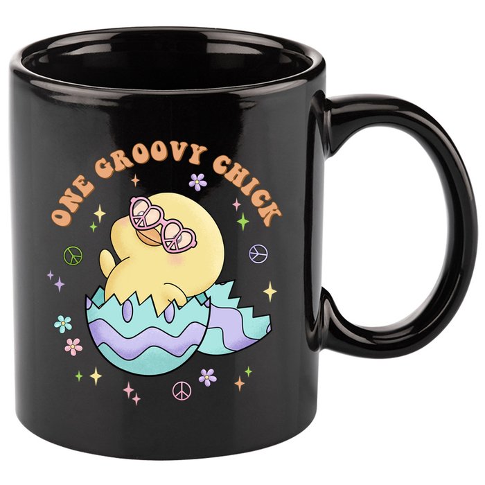 One Groovy Chick Funny Cute Baby Chicken 11oz C Handle Ceramic Mug