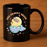 One Groovy Chick Funny Cute Baby Chicken 11oz C Handle Ceramic Mug