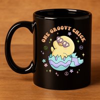 One Groovy Chick Funny Cute Baby Chicken 11oz C Handle Ceramic Mug