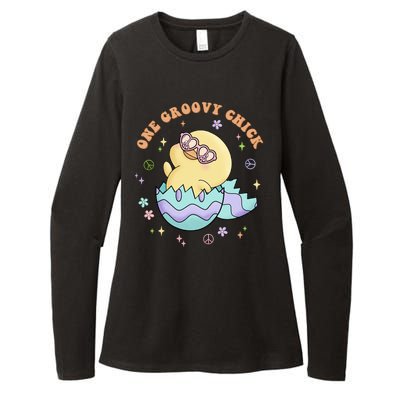 One Groovy Chick Funny Cute Baby Chicken Womens CVC Long Sleeve Shirt