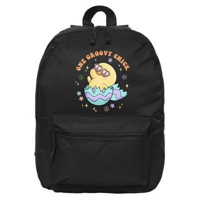One Groovy Chick Funny Cute Baby Chicken 16 in Basic Backpack