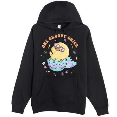 One Groovy Chick Funny Cute Baby Chicken Premium Pullover Hoodie