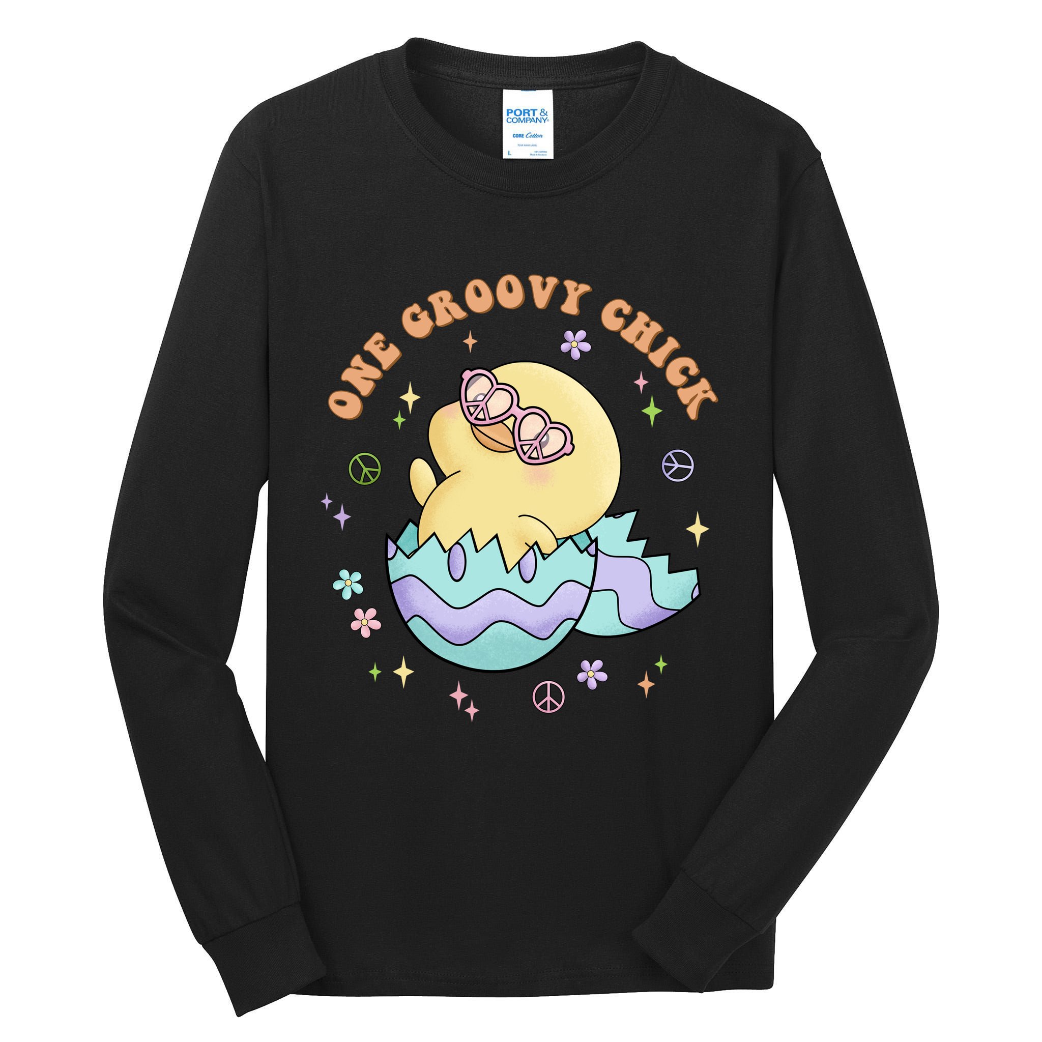 One Groovy Chick Funny Cute Baby Chicken Tall Long Sleeve T-Shirt