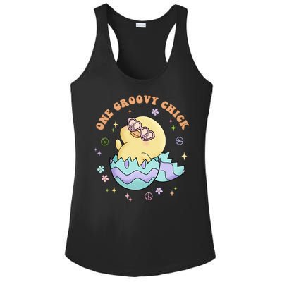 One Groovy Chick Funny Cute Baby Chicken Ladies PosiCharge Competitor Racerback Tank