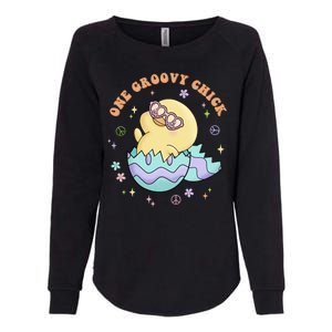 One Groovy Chick Funny Cute Baby Chicken Womens California Wash Sweatshirt