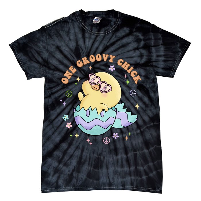 One Groovy Chick Funny Cute Baby Chicken Tie-Dye T-Shirt