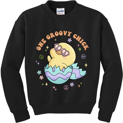 One Groovy Chick Funny Cute Baby Chicken Kids Sweatshirt