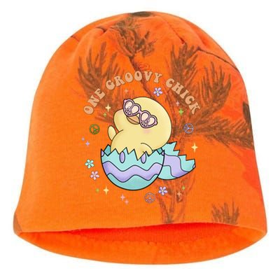 One Groovy Chick Funny Cute Baby Chicken Kati - Camo Knit Beanie