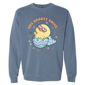 One Groovy Chick Funny Cute Baby Chicken Garment-Dyed Sweatshirt