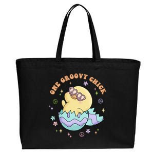 One Groovy Chick Funny Cute Baby Chicken Cotton Canvas Jumbo Tote