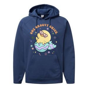 One Groovy Chick Funny Cute Baby Chicken Performance Fleece Hoodie