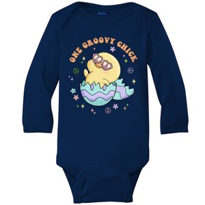 One Groovy Chick Funny Cute Baby Chicken Baby Long Sleeve Bodysuit