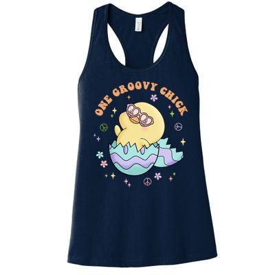 One Groovy Chick Funny Cute Baby Chicken Women's Racerback Tank