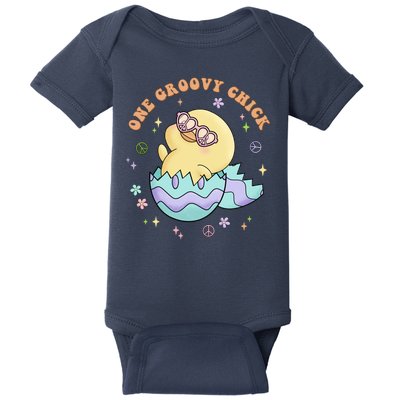 One Groovy Chick Funny Cute Baby Chicken Baby Bodysuit