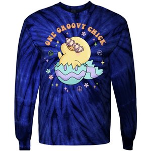 One Groovy Chick Funny Cute Baby Chicken Tie-Dye Long Sleeve Shirt