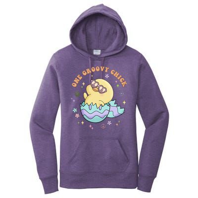 One Groovy Chick Funny Cute Baby Chicken Women's Pullover Hoodie