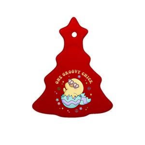 One Groovy Chick Funny Cute Baby Chicken Ceramic Tree Ornament