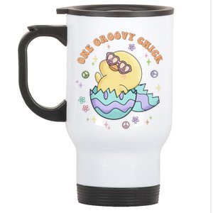 One Groovy Chick Funny Cute Baby Chicken Stainless Steel Travel Mug