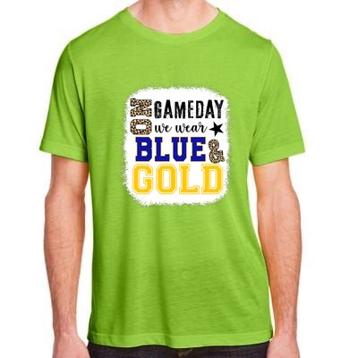 On Game Day Football We Wear Gold And Blue Leopard Print Adult ChromaSoft Performance T-Shirt