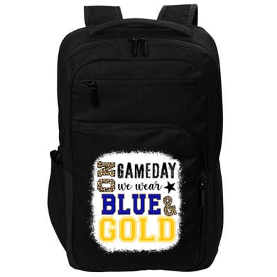 On Game Day Football We Wear Gold And Blue Leopard Print Impact Tech Backpack