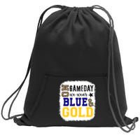 On Game Day Football We Wear Gold And Blue Leopard Print Sweatshirt Cinch Pack Bag