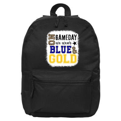 On Game Day Football We Wear Gold And Blue Leopard Print 16 in Basic Backpack