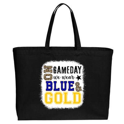 On Game Day Football We Wear Gold And Blue Leopard Print Cotton Canvas Jumbo Tote