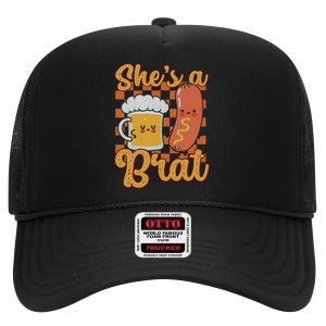 Oktoberfest German Drinking SheS A Brat Couple Matching High Crown Mesh Back Trucker Hat