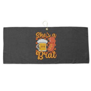 Oktoberfest German Drinking SheS A Brat Couple Matching Large Microfiber Waffle Golf Towel