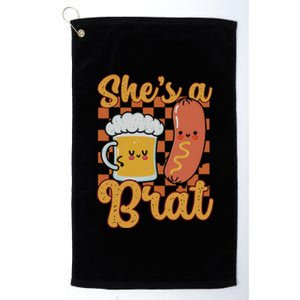 Oktoberfest German Drinking SheS A Brat Couple Matching Platinum Collection Golf Towel