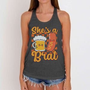 Oktoberfest German Drinking SheS A Brat Couple Matching Women's Knotted Racerback Tank