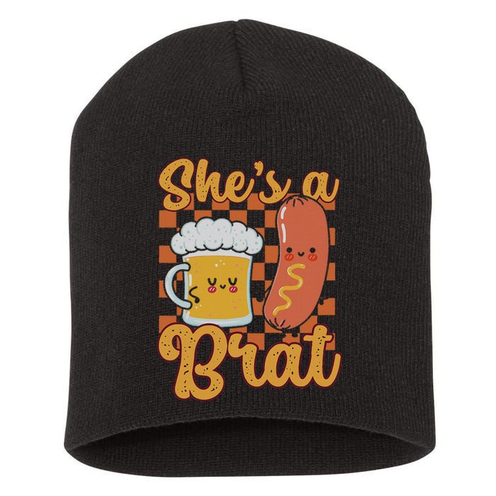 Oktoberfest German Drinking SheS A Brat Couple Matching Short Acrylic Beanie