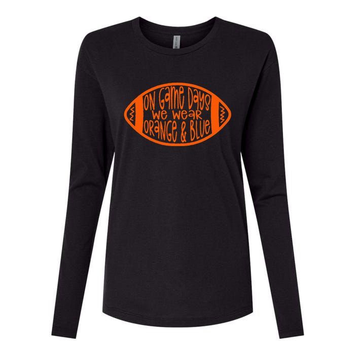 On Game Days We Wear Orange & Blue Womens Cotton Relaxed Long Sleeve T-Shirt