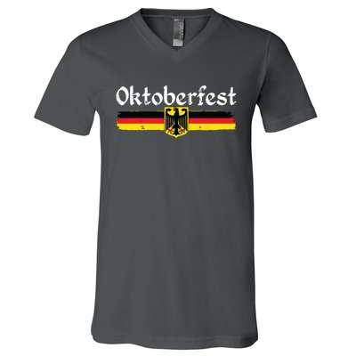 Oktoberfest German Drinking Vintage German Flag V-Neck T-Shirt