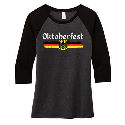 Oktoberfest German Drinking Vintage German Flag Women's Tri-Blend 3/4-Sleeve Raglan Shirt