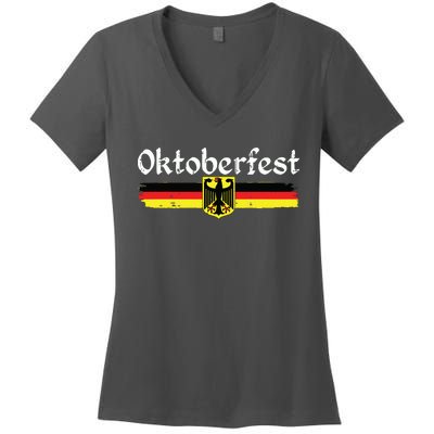 Oktoberfest German Drinking Vintage German Flag Women's V-Neck T-Shirt