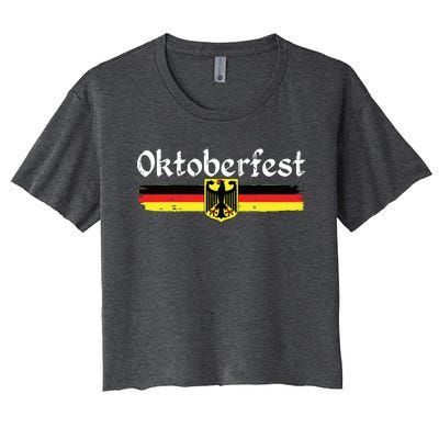 Oktoberfest German Drinking Vintage German Flag Women's Crop Top Tee