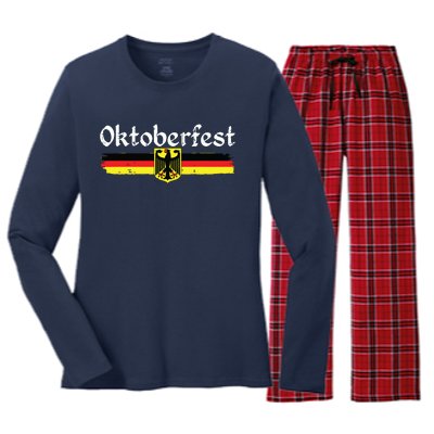 Oktoberfest German Drinking Vintage German Flag Women's Long Sleeve Flannel Pajama Set 