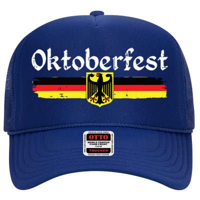 Oktoberfest German Drinking Vintage German Flag High Crown Mesh Back Trucker Hat