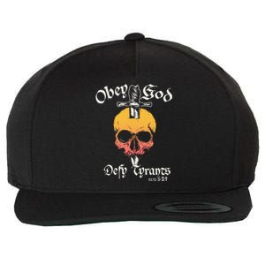 Obey God Defy Tyrants Acts Faith Skull Wool Snapback Cap