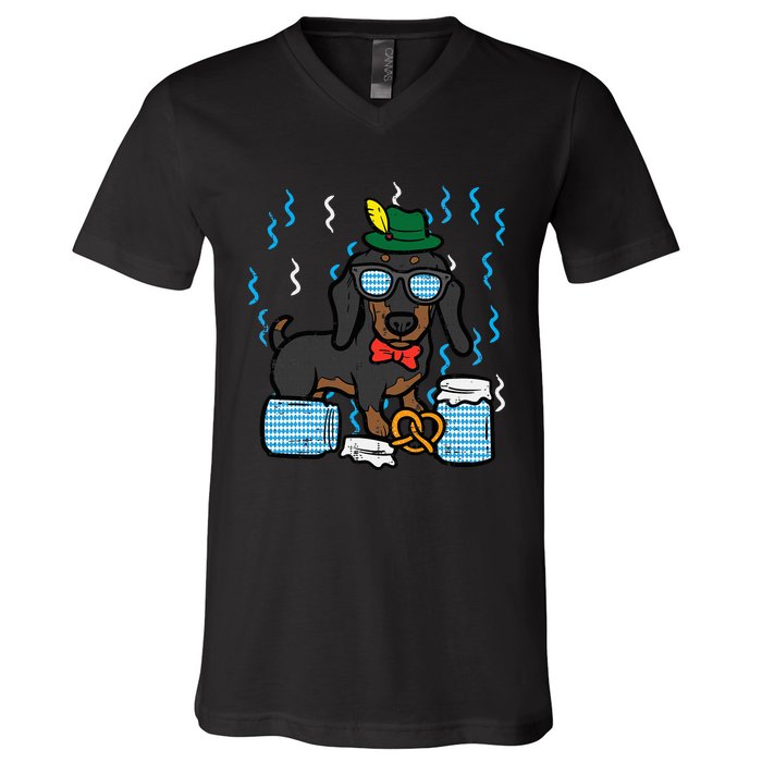 Oktoberfest German Dachshund Dog Owner Doxie V-Neck T-Shirt