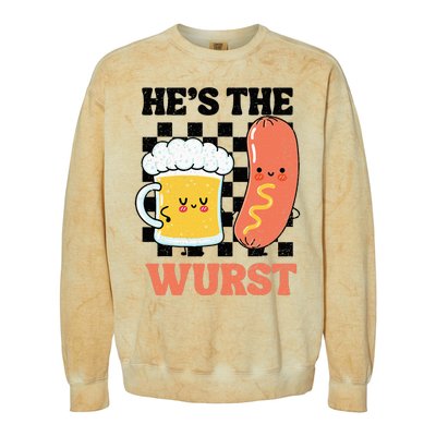 Oktoberfest German Drinking HeS The Wurst Couple Matching Colorblast Crewneck Sweatshirt