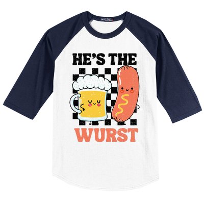 Oktoberfest German Drinking HeS The Wurst Couple Matching Baseball Sleeve Shirt