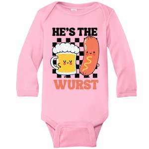 Oktoberfest German Drinking HeS The Wurst Couple Matching Baby Long Sleeve Bodysuit