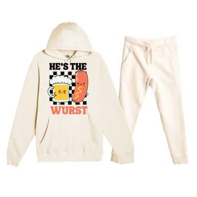 Oktoberfest German Drinking HeS The Wurst Couple Matching Premium Hooded Sweatsuit Set