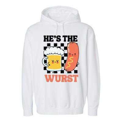 Oktoberfest German Drinking HeS The Wurst Couple Matching Garment-Dyed Fleece Hoodie